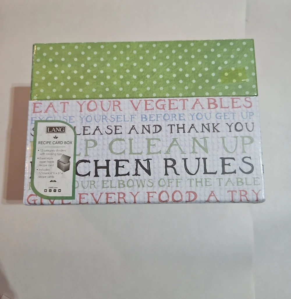 Kitchen Rules Recipe Card Box - Green/White